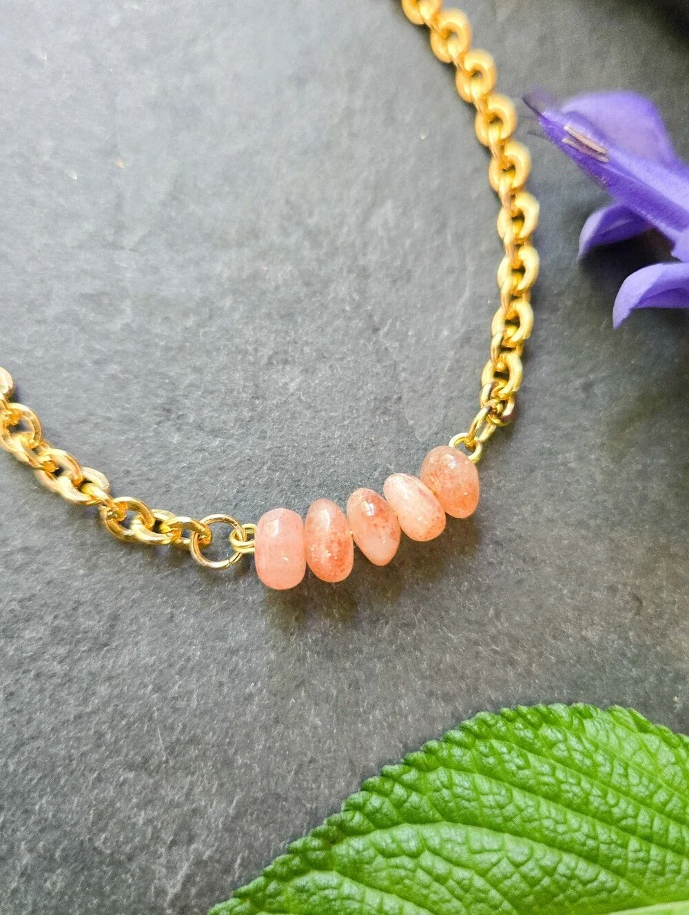 NWT Artisan-Made Sunstone 24k Gold-Plated Bracelet